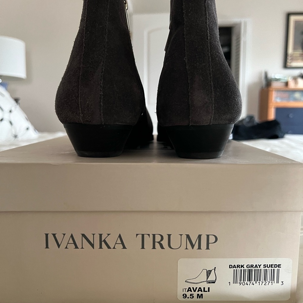 Ivanka Trump Grey Suede Booties